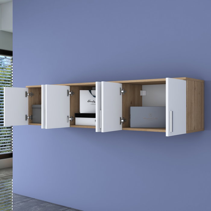 Hanah Home EA114 - 2720 Estantería de Pared Nogal y Blanco 180 cm